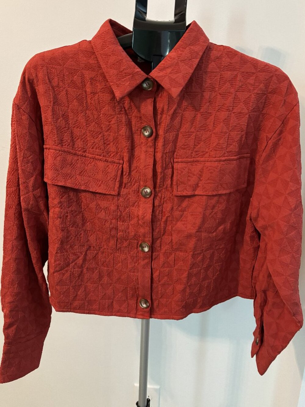 Privy burnt orange crop jacket.  Lightweight material. Size S New with tags.